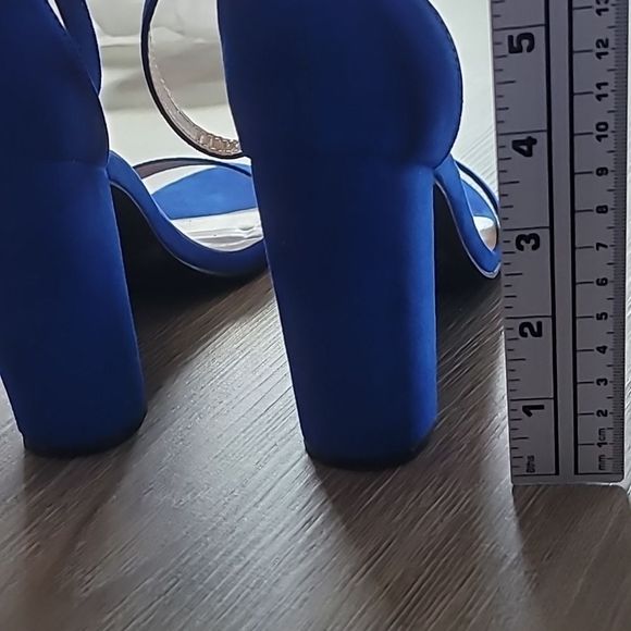 Dream Pairs Royal Blue Suede Hi Chunk High Heel Sandals Women's Size 8 - Picture 4 of 5